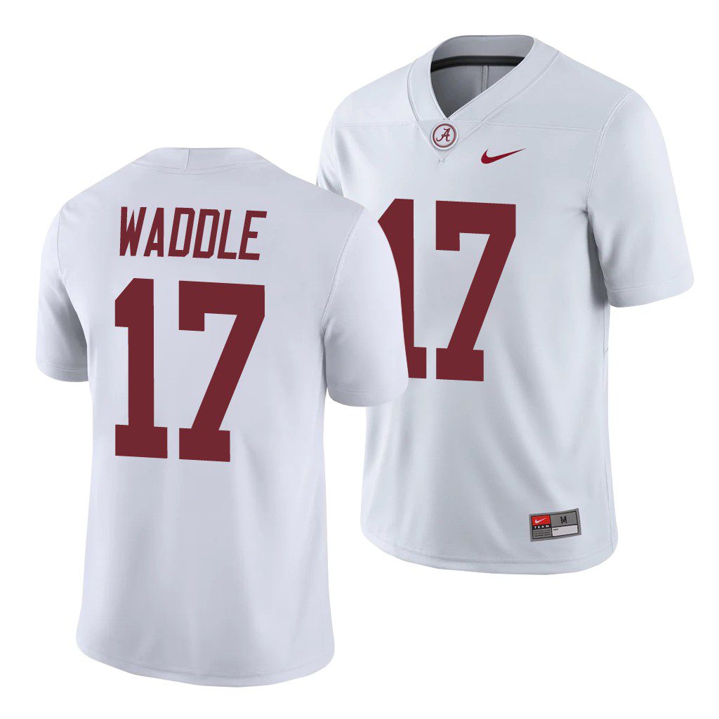 Men's Alabama Crimson Tide Jaylen Waddle #17 Game White NCAA College Football Jersey
